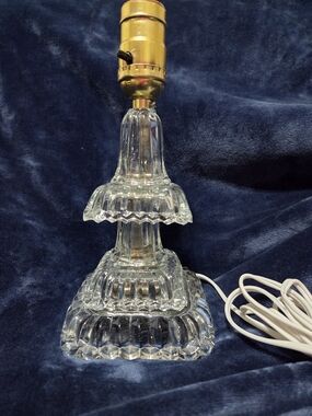 Clear Glass Tiered Table Lamp Base with Brass Socket